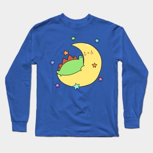 Crescent Moon and Stegosaurus Long Sleeve T-Shirt